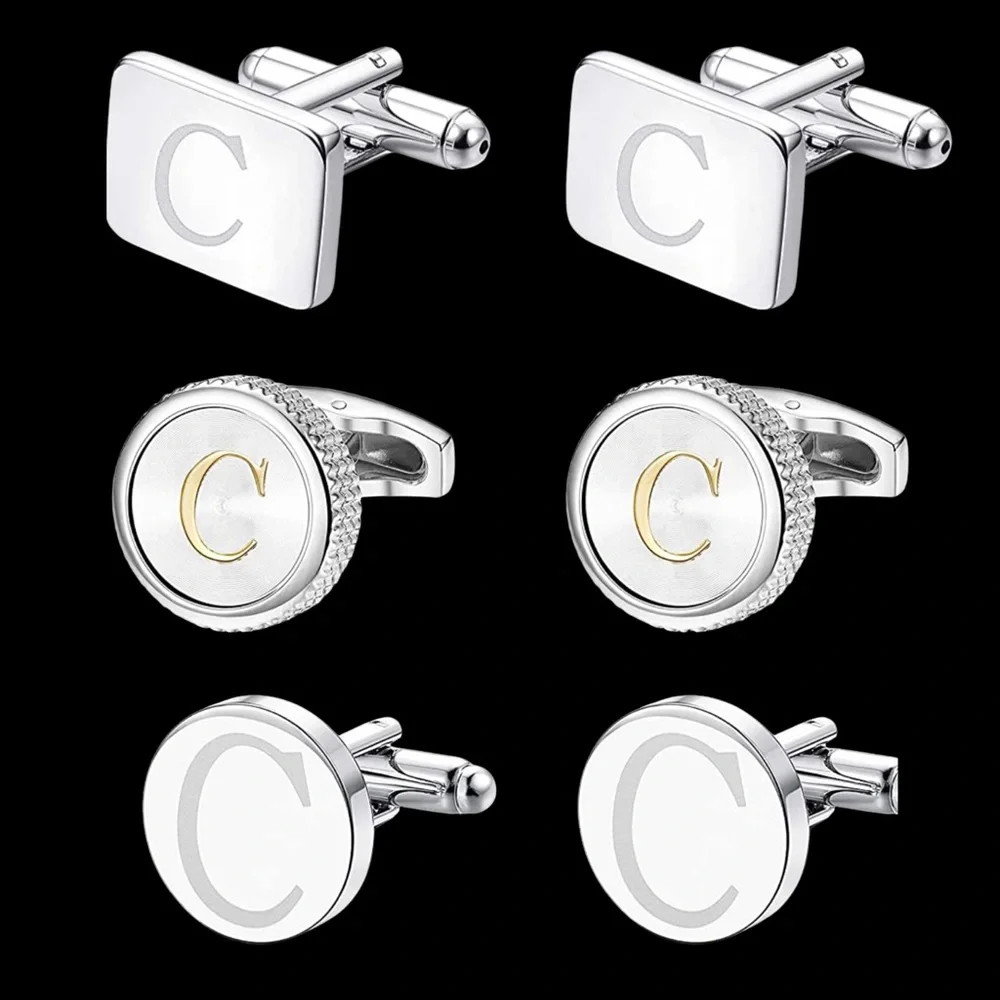 Brass Monogrammed Letter “C” Cufflinks